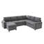 Canapé-lit modulaire en U convertible avec rangement, ports de chargement USB, porte-gobelets et revêtement en chenille, canapé-lit à 7 places-678975804