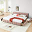 Lit confortable très grand avec tiroir de rangement rose - Confort moderne recouvert d'une chambre à coucher soignée-322354062