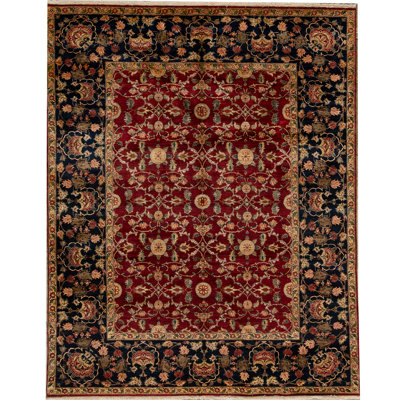 Tapis rouge / noir / beige noué à la main de haute qualité