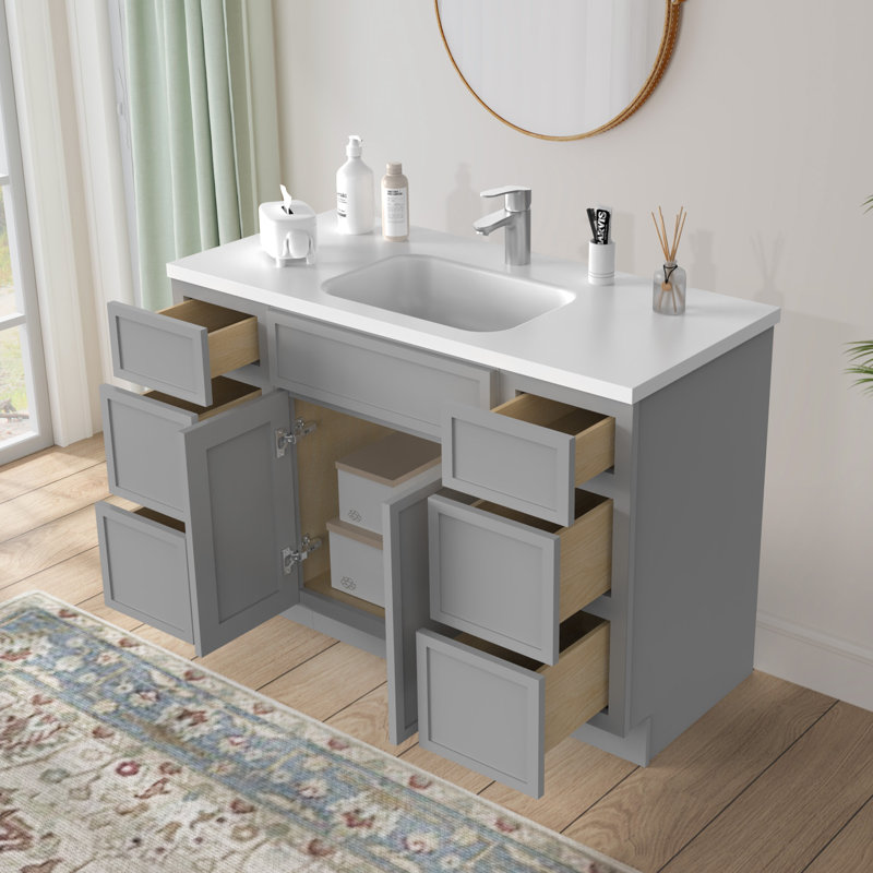 Base de meuble-lavabo simple 48 po seulement, Gris