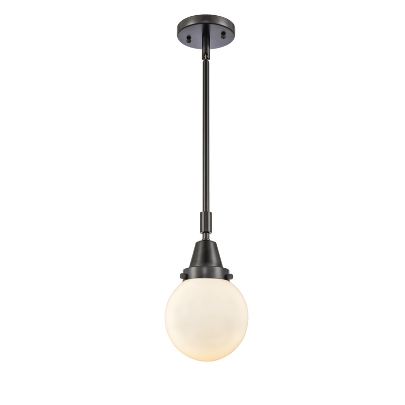 Luminaire suspendu sphère 1 lumière Lorri, Blanc mat, H 43,62 po x l 6 po x P 6 po, Noir mat