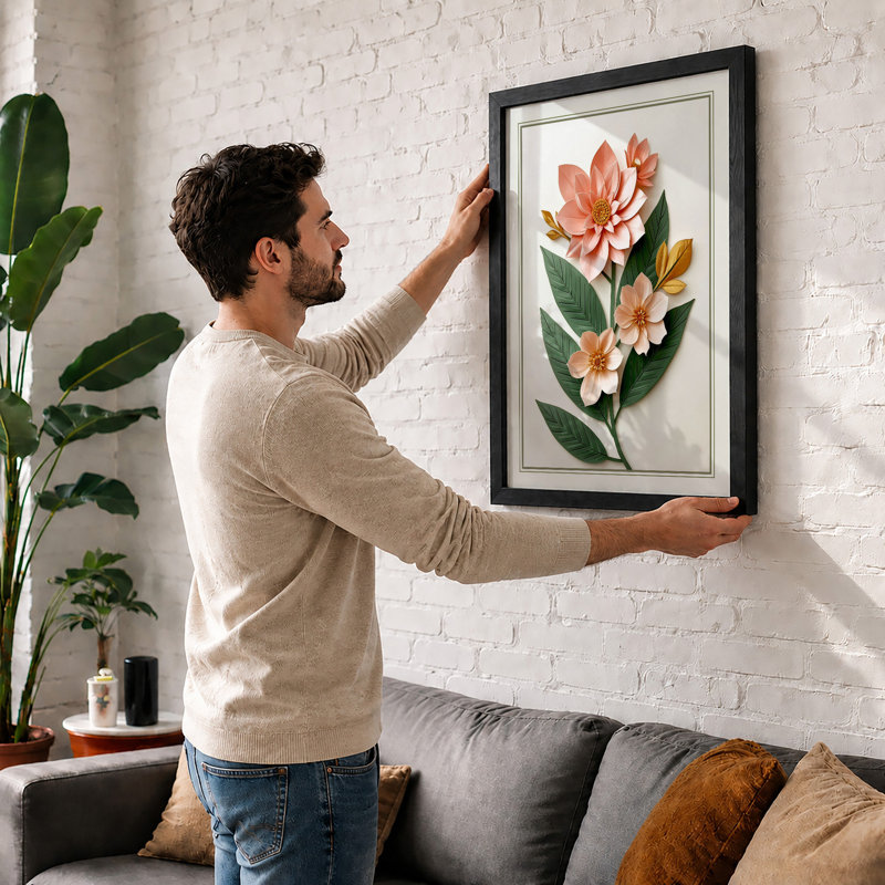 Coral Bloom Study Botanical - Framed Print, A1 - 84.1 x 59.4 cm, White