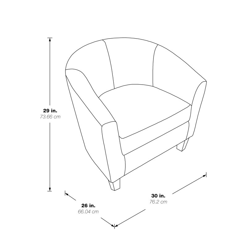 Fauteuil demi-tonneau de 29,75 po de largeur Slaven, Similicuir étain