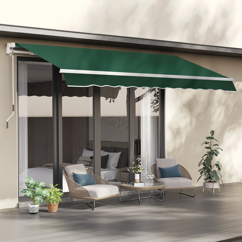 Auvent de terrasse à inclinaison manuelle, Vert, 141.7" W x 98.4" D