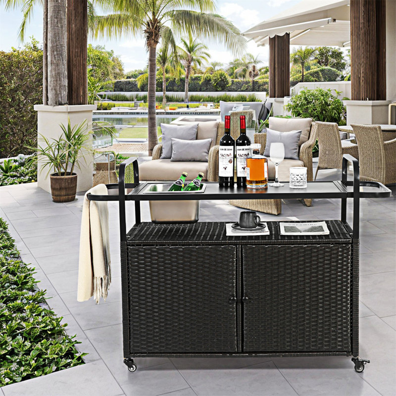 Table-bar pour l'extérieur avec armoire, Noir