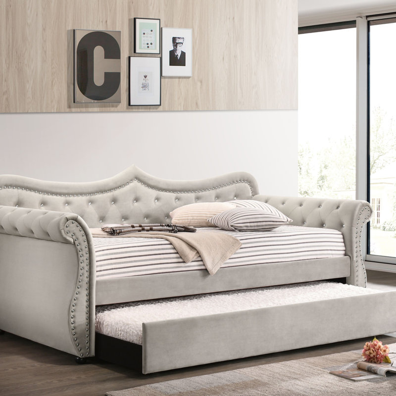 Adkins Beige Linen Daybed W/Trundle (Twin)