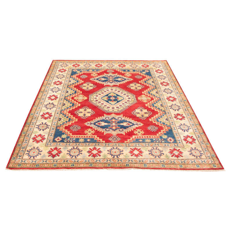 Tapis unique en laine noué à la main 8 pi 1 po x 9 pi 1 po nouvel âge Bagatella - rouge / bleu / beige