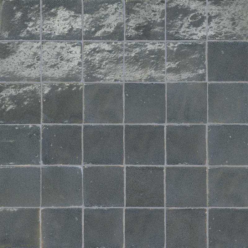 Zagora 2" x 2" Glossy Zellige Mosaic Tile, Charcoal