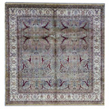 Hand-Knotted High-Quality Light Blue and Cream Area Rug
