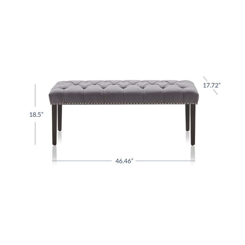 Evaughn 46.46" W Tufted Upholstered Standard Ottoman, Gray Linen