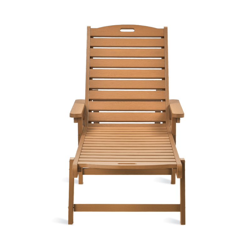 Chaise longue d'extérieur surdimensionnée en plastique avec roulettes et dossier réglable, Brun