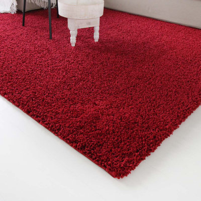 Aloysia High Pile Shaggy Red Rug