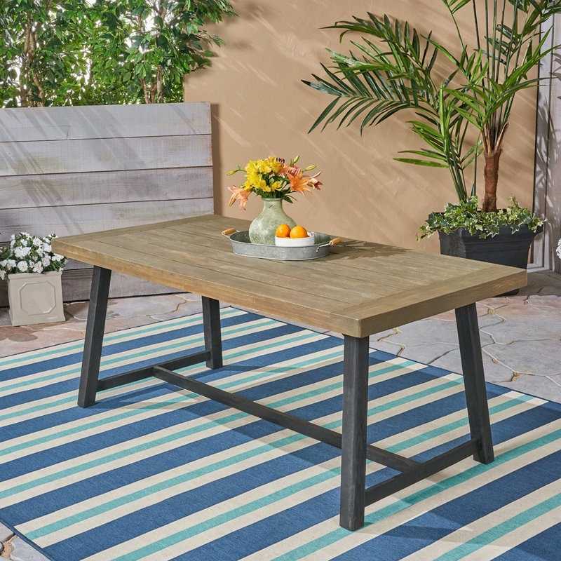 Table de salle à manger d'extérieur en bois d'acacia, sablé