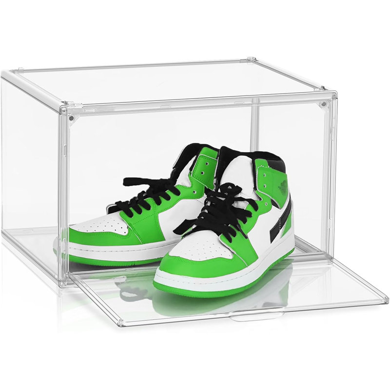 Acrylic Sneaker Shoe Display Case Transparent Shoe Box Storage Bins Clear Plastic Stackable Boot Handbag Organizer Containers With Lids, 1Pack Size 14