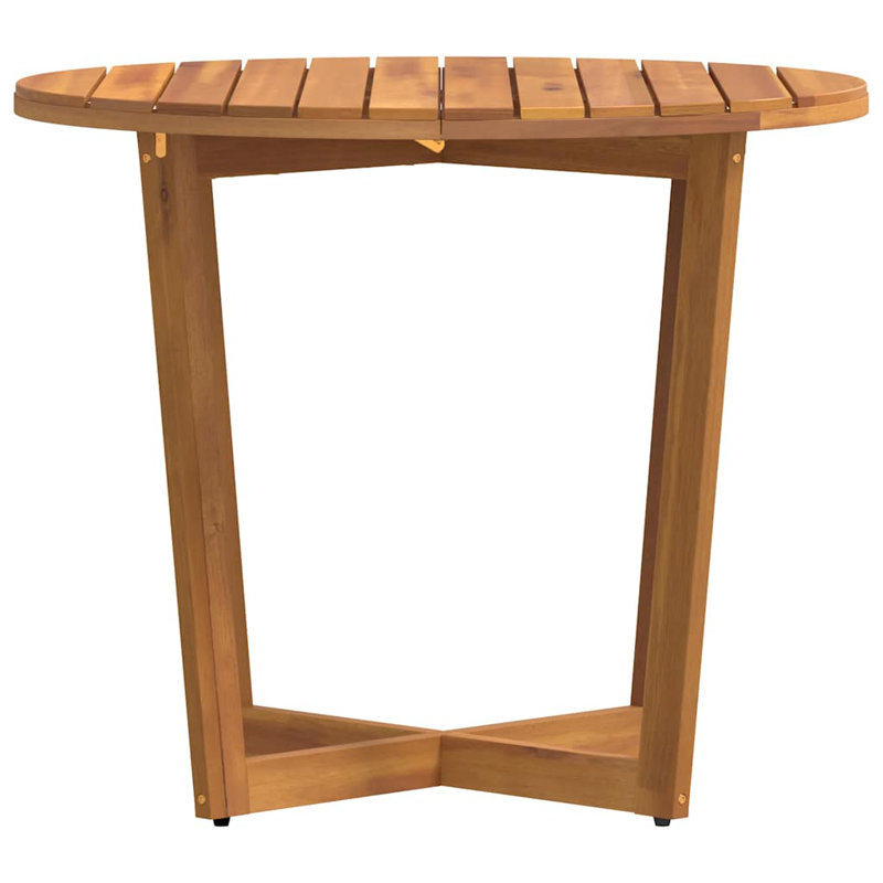 Garden Dining Table Round Solid Wood Acacia, 75cm H x 90cm W x 90cm D 