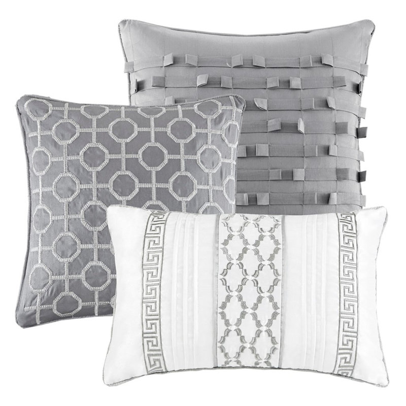 7 Piece Comforter Set Grey Queen