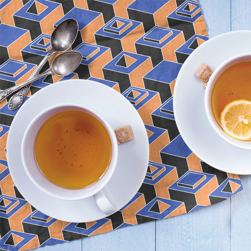 Patricia Geoffrey Tea Towel Kitchen Towel, Orange/Purple, Cotton Twill