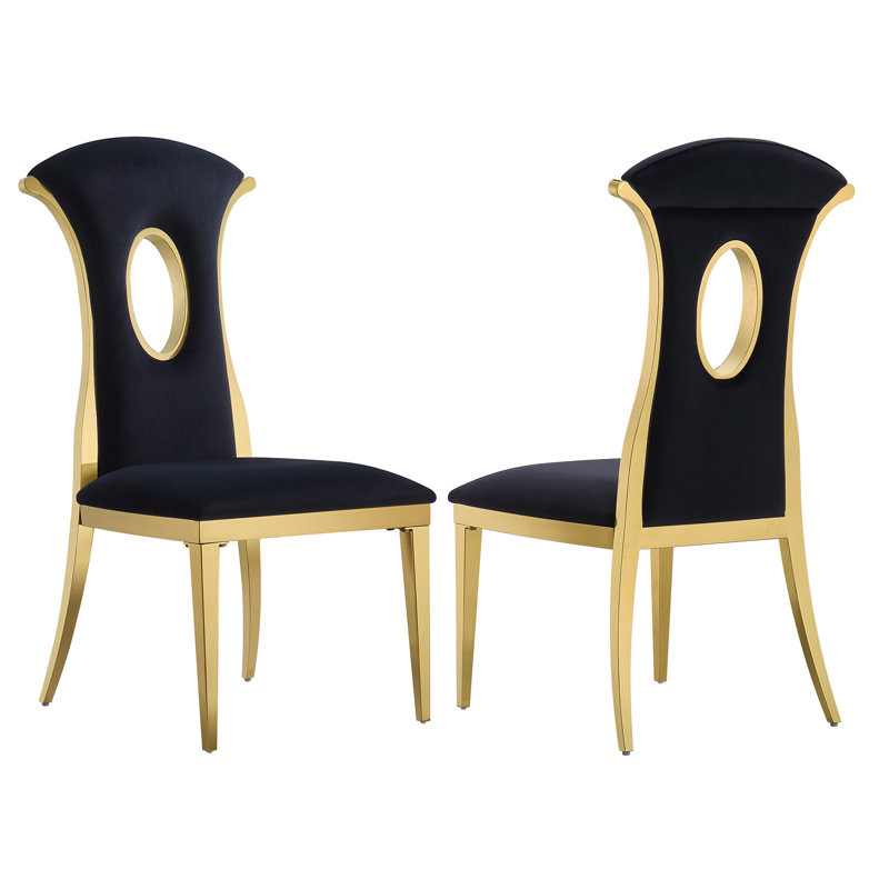 Chaise d'appoint en velours Kiplyn, Noir