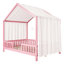 Charmant lit pour enfant en forme de maison en bois avec auvent et garde-corps hauts pour plus de sécurité et de style-142664566-142664567
