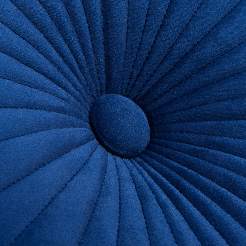 Navy Blue Round Tufted Accent Pillow with Polyfill