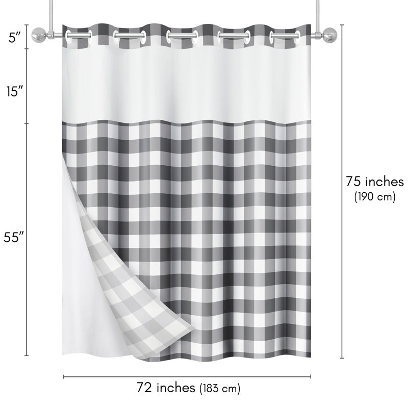 Rideau de douche 72X75 Hookless - 100% polyester