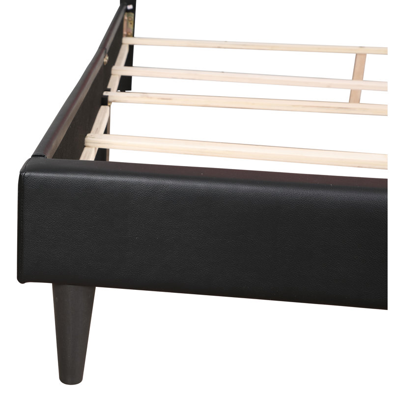 Upholstered Panel Bed, Queen, Black/Red