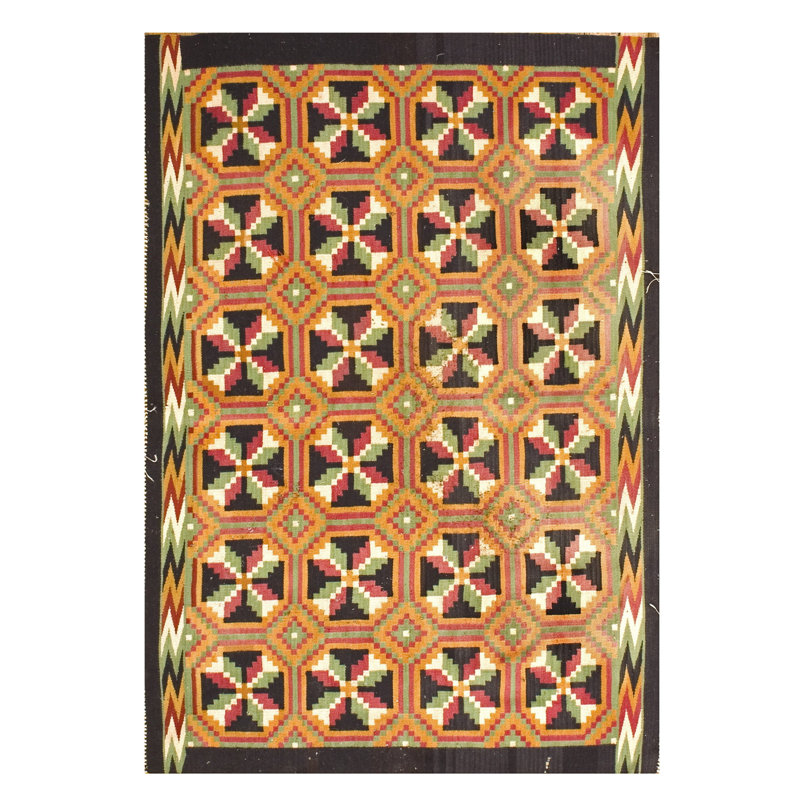 Antique Navajo Mexico Flat Weave Rug