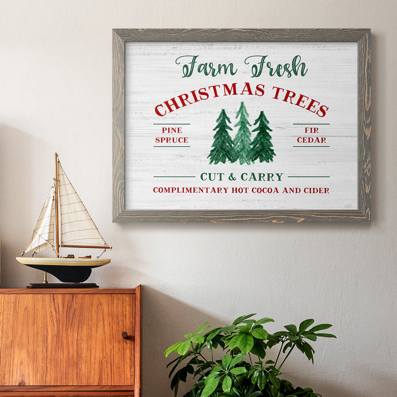 Farm Fresh Christmas Trees, reproduction d'art sur toile encadrée, Gris, H 18 po x l 26 po x P 1,5 po
