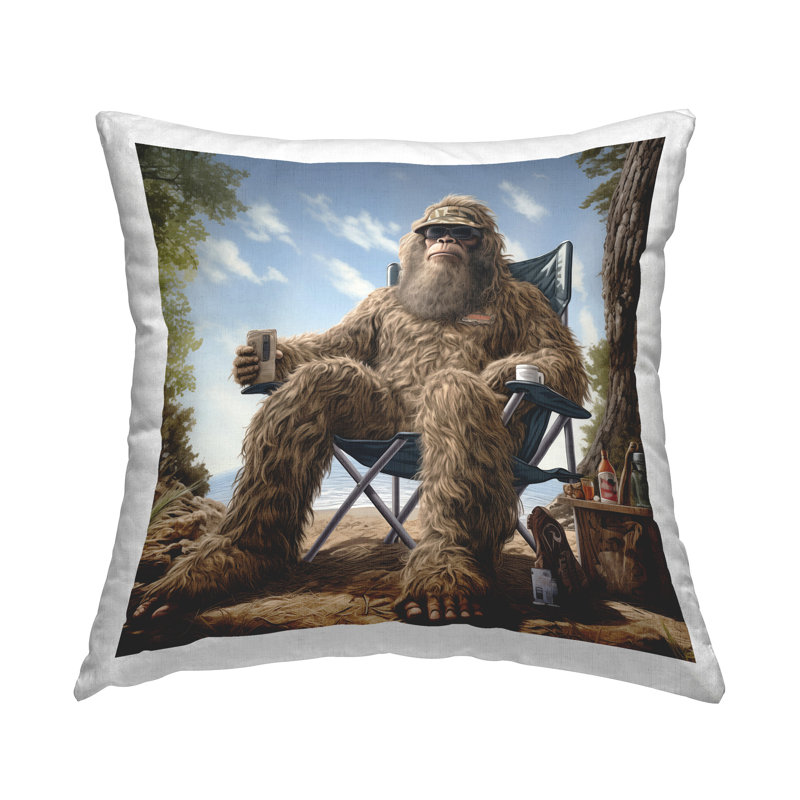Mythical Monster on Beach Decorative Printed Throw Pillow Design by Jim Baldwin