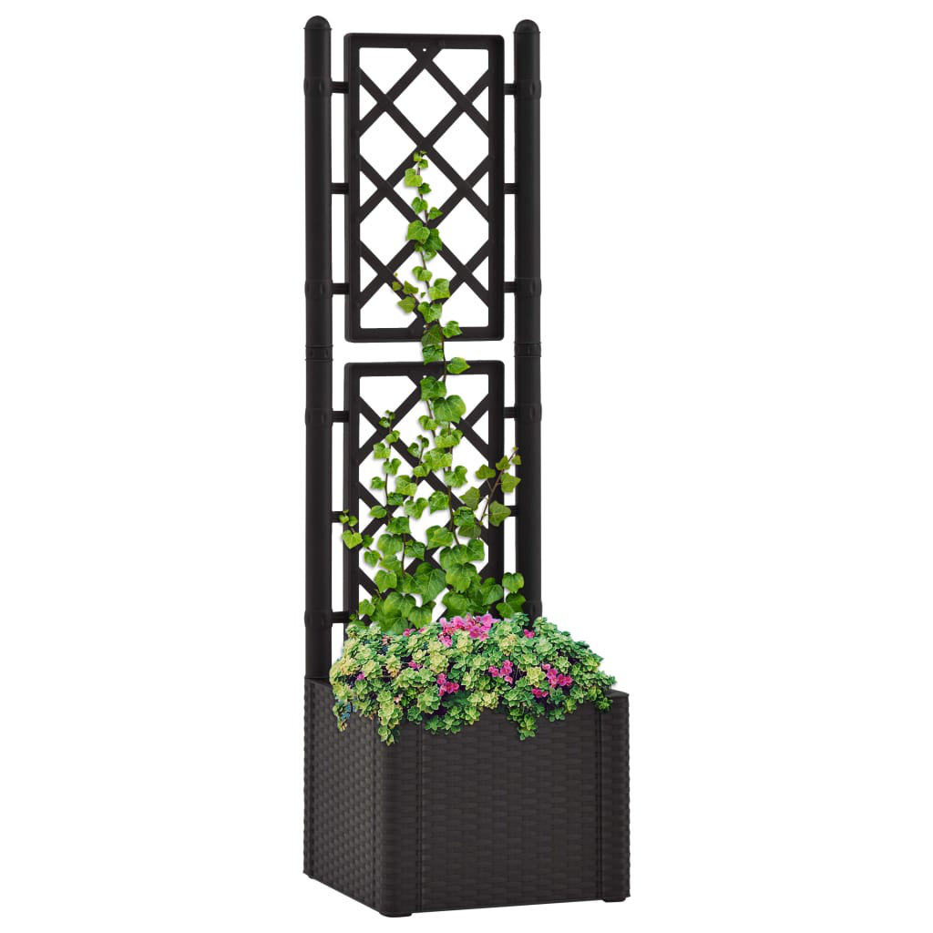 vidaXL Planter Trellis Raised Flower Bed Self Watering System Rattan Look VidaXL 