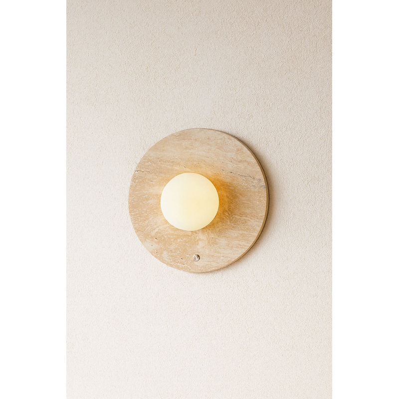 Elegant Wall Lamp with Travertine Body, Beige & White | 9.5 in Height, 4 in Base Plate | On/Off Button on Cable, Socket Type: G9 Max 10W (Bulb Not Included) | Stylish Lighting for Home Decor & Ambiance