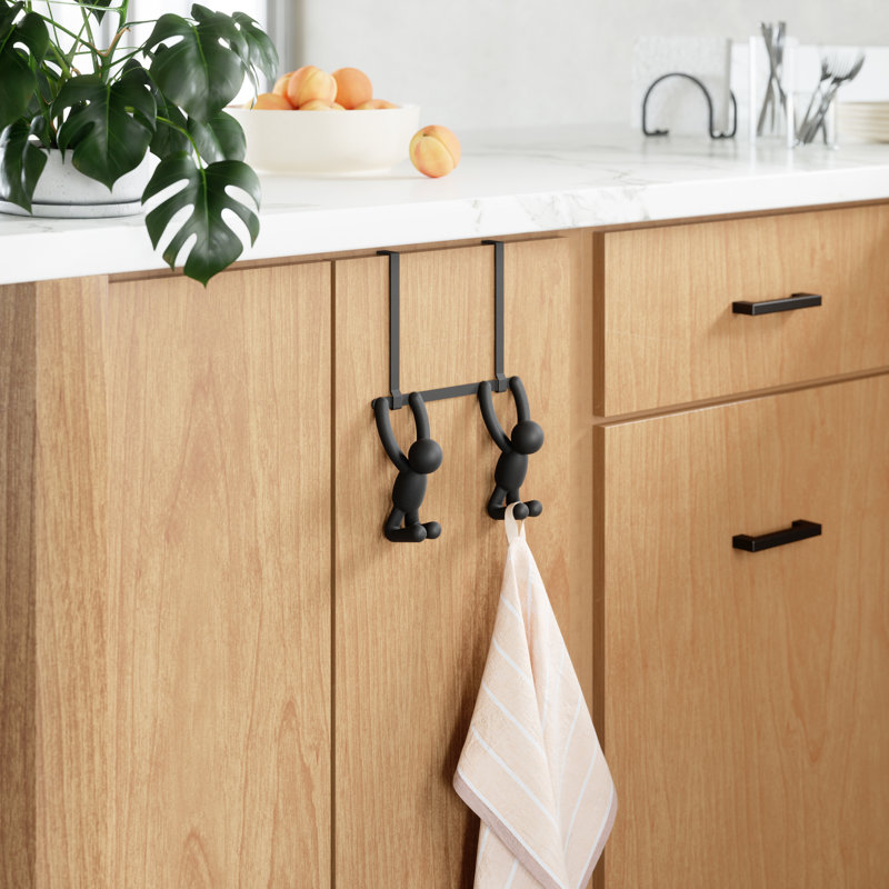 Buddy Black Plastic and Metal Over-the-Door Hook Rack