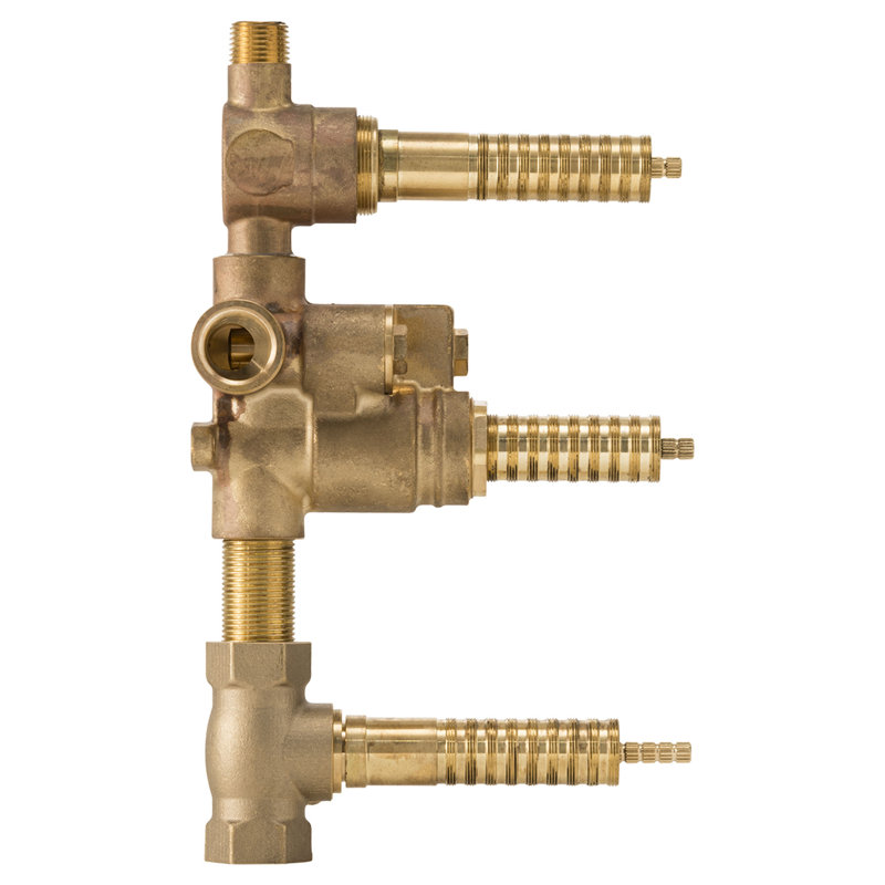 3-Handle Thermostatic Rough Valve With 2-Way Diverter, Discrete