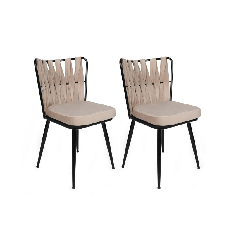 Ensemble de chaises (4 pièces), Crème, crème, Noir