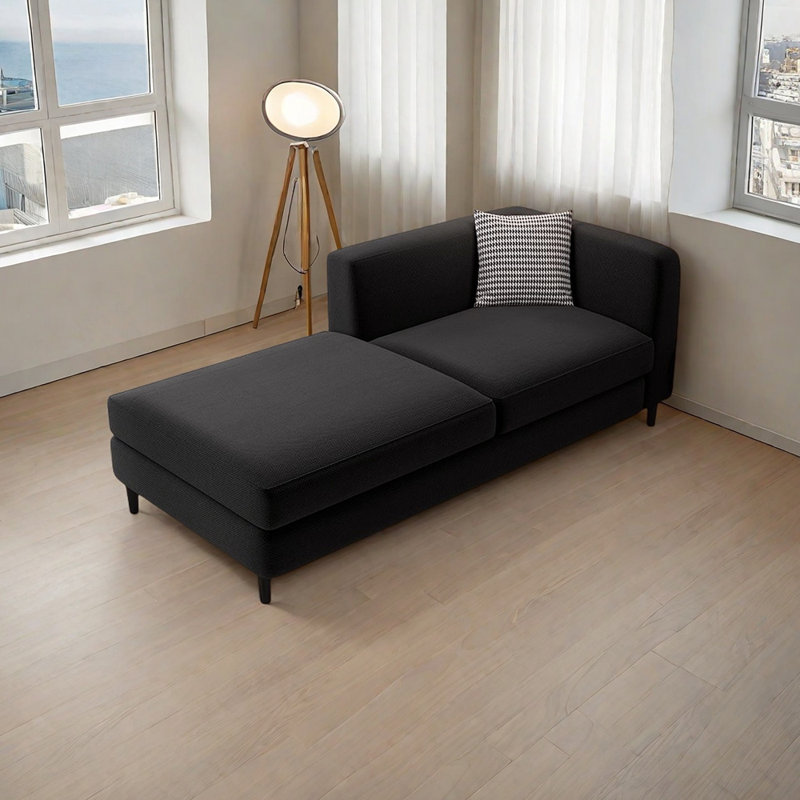 Chaise longue Minimalist Elegant, Orienté à droite, Noir