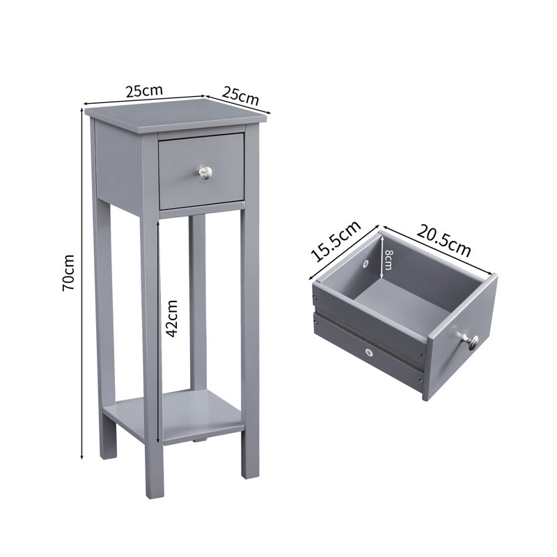 25cm W Manufactured Wood Bedside Table, Grey