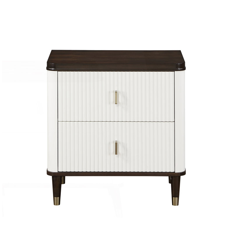 Table de chevet 2 tiroirs de conception moderne avec port USB, table de chevet