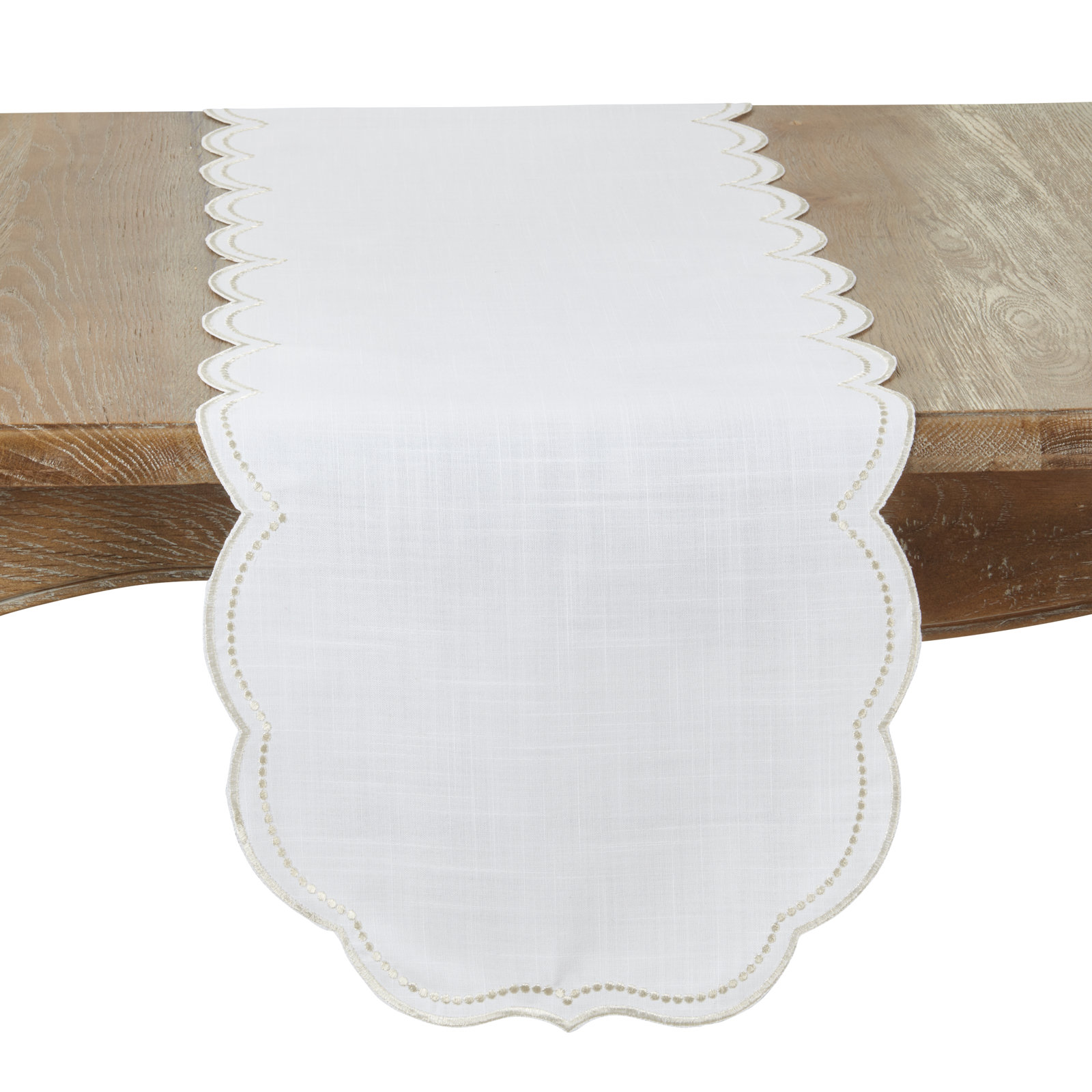 Saro Lauryn 70" Table Runner, White/Champagne