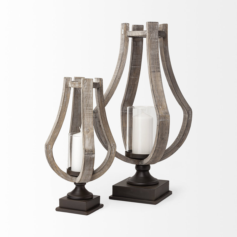 Hurricane Candle Holder, 25'' H x 11'' W x 11'' D