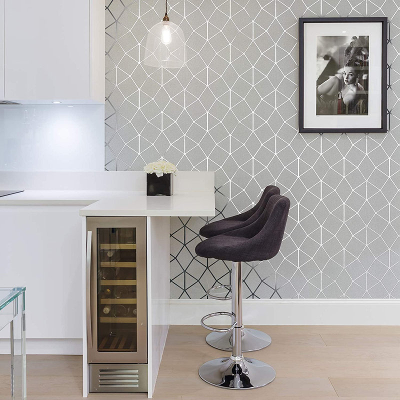 Seay 10.05m x 53cm Textured Metallic Finish Wallpaper Roll, Grey/Silver