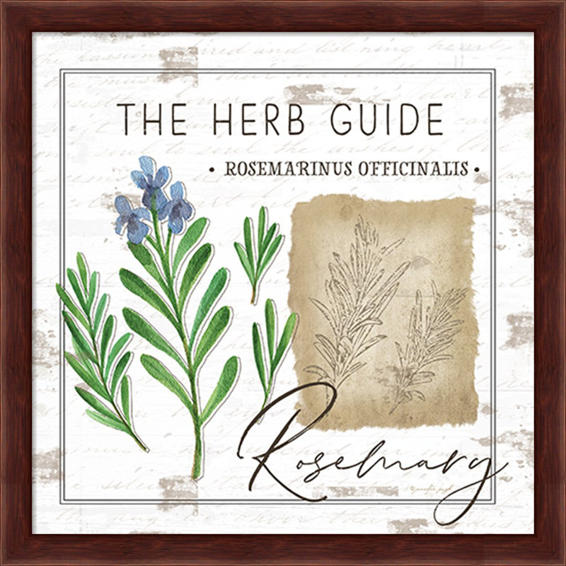 «Herb Guide - Thym & Rosemary» par Jennifer Pugh, art encadré (ensemble de 2)
