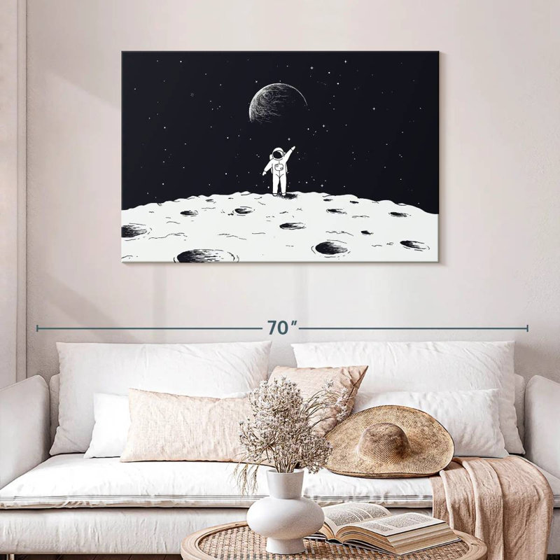 Oberle astronaute sur la lune, H 30 po x l 45 po