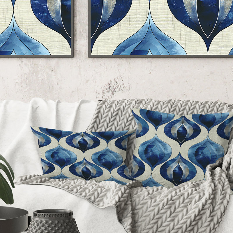 Coussin Blue Ogee, H 16 po x l 16 po