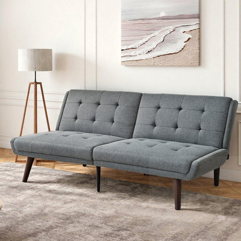 Futon Sofa With Adjustable Backrest, Gray