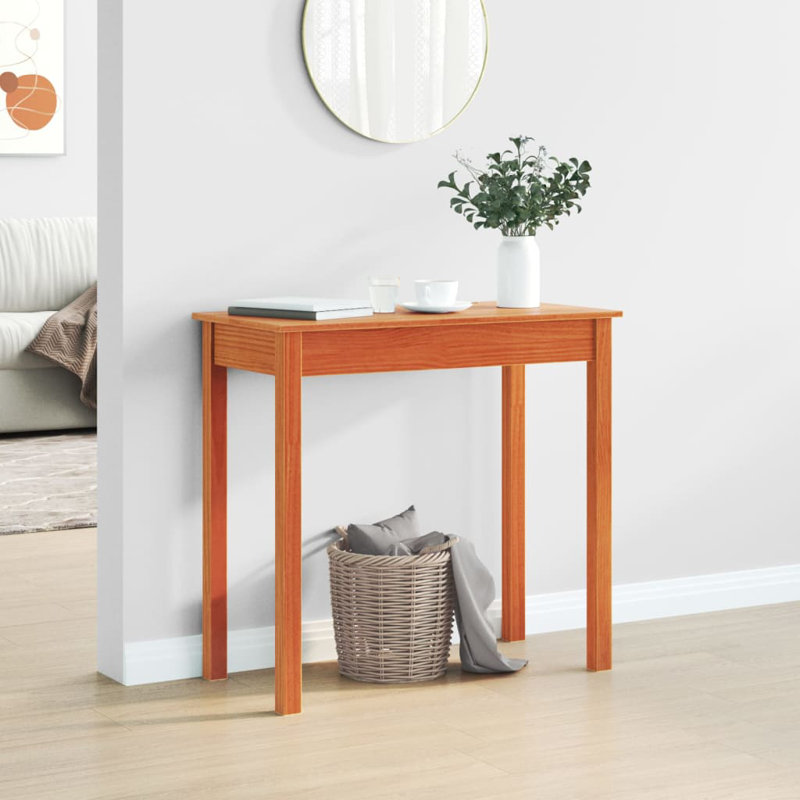 Solid Wood Console Table, 75cm H x 80cm W x 40cm D, Brown