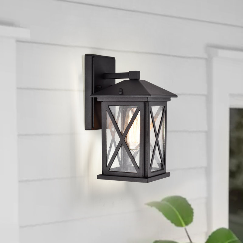 Applique murale d’extérieur 1 ampoule 11,5 po Dorsett, Noir texturé