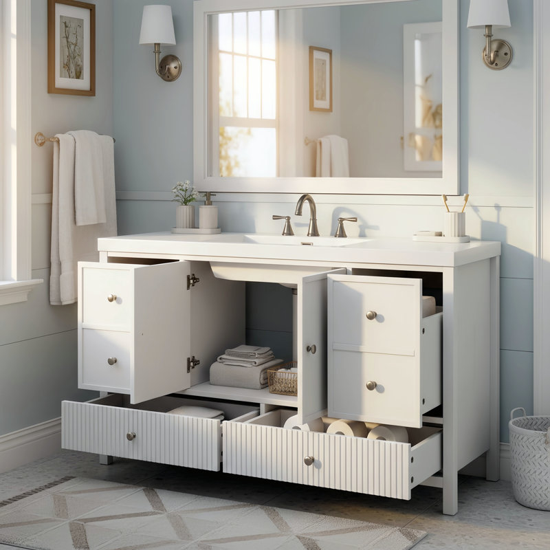 Bathroom Vanity with Separate Sink, White