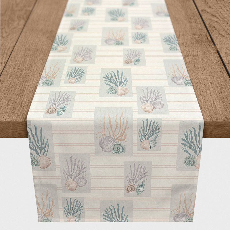 Arrain Rectangular Striped Table Runner, 72" x 16", Blush
