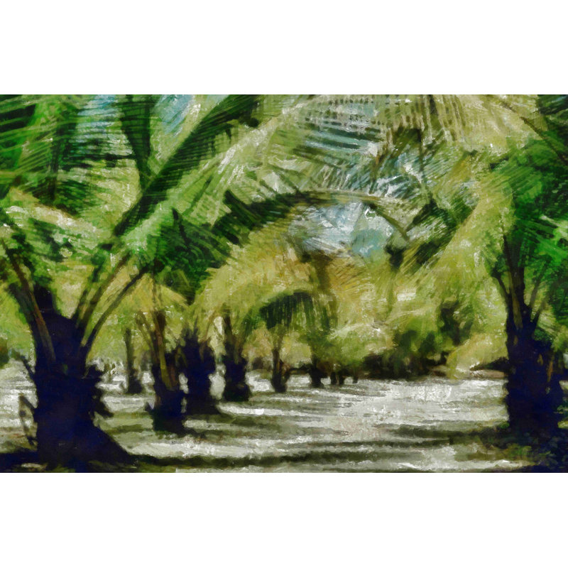 Palmiers foncés - peinture sur toile tendue, H 8 po x l 12 po
