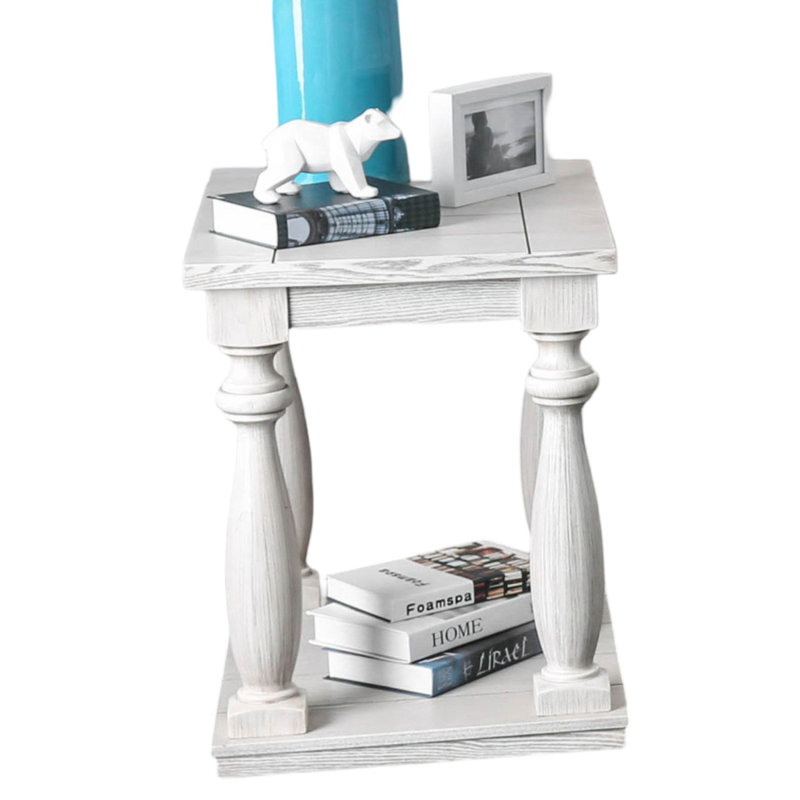 Rustic Style Antique White 1Pc End Table